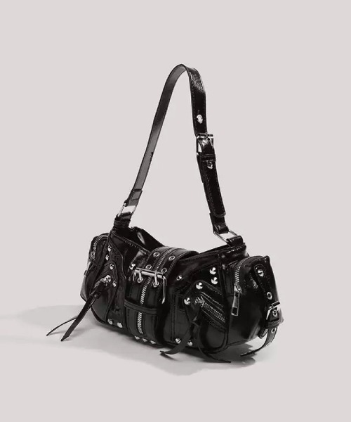 ショルダーバッグ STEEL ROUGEレザータッチハトメショルダーバッグ