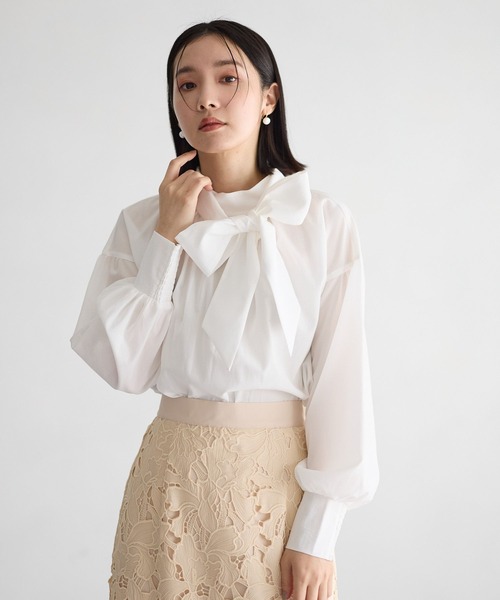新品 インタープラネット ボウタイブラウス ホワイト セレモニー 入学式 卒業式 フロリア Flolia 【3点セット】Vネックロングジレ ボウタイブラウス