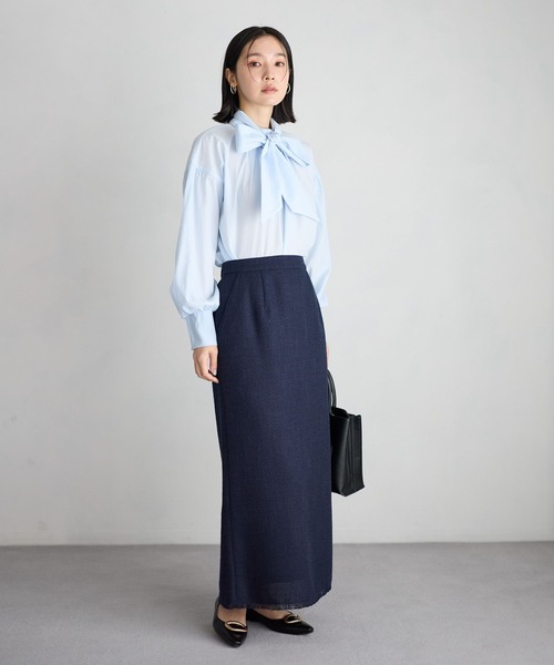 【美品】セオリー ボウタイブラウス シャツ 紺 S P 卒園式 入園式 Andemiu（アンデミュウ） ブラウス シャツ 入学式 卒園式 卒業式
