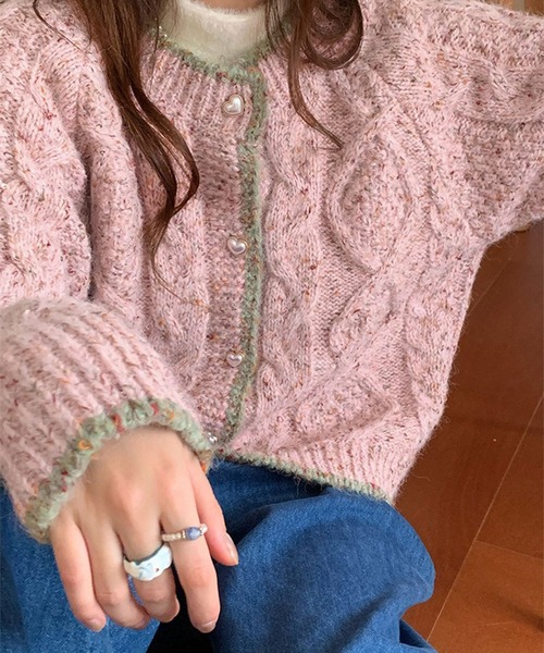 「HALEY PESCA」 ニットカーディガン FREE レッド レディース_画像3