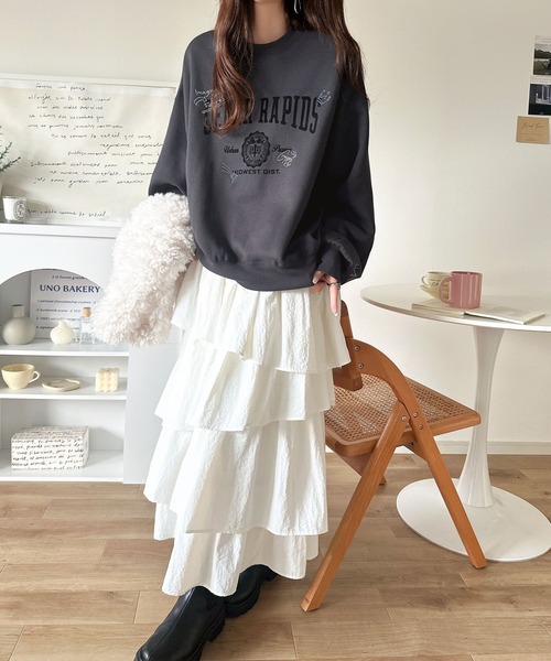 「classicalelf」 スウェットカットソー LARGE ネイビー レディース_画像3