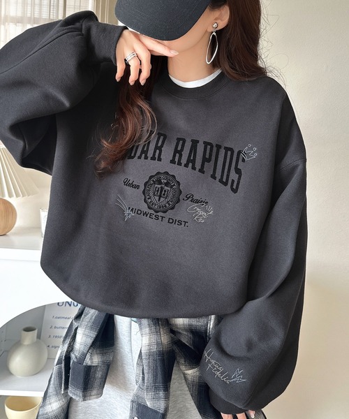 「classicalelf」 スウェットカットソー LARGE ネイビー レディース_画像4
