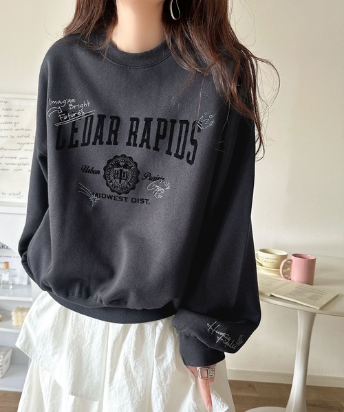 「classicalelf」 スウェットカットソー LARGE ネイビー レディース_画像7