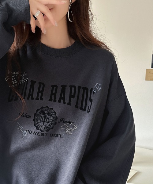 「classicalelf」 スウェットカットソー LARGE ネイビー レディース_画像8