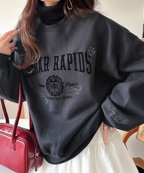 「classicalelf」 スウェットカットソー LARGE ネイビー レディース_画像9