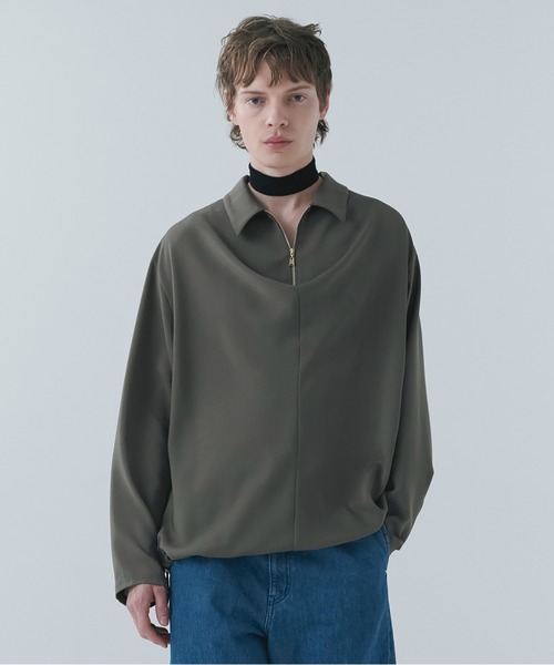 シャツ Airy Cloth Drape Drawstring Half Zip Shirt メンズ レディースの画像