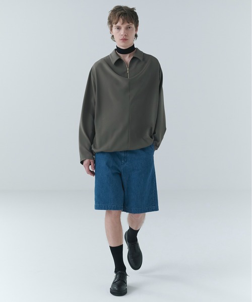 シャツ Airy Cloth Drape Drawstring Half Zip Shirt メンズ レディースの画像