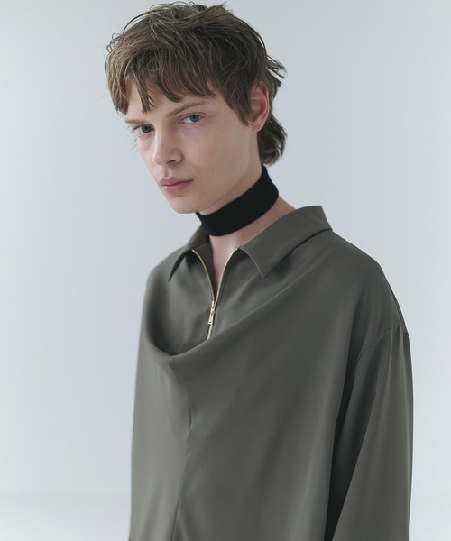 シャツ Airy Cloth Drape Drawstring Half Zip Shirt メンズ レディースの画像