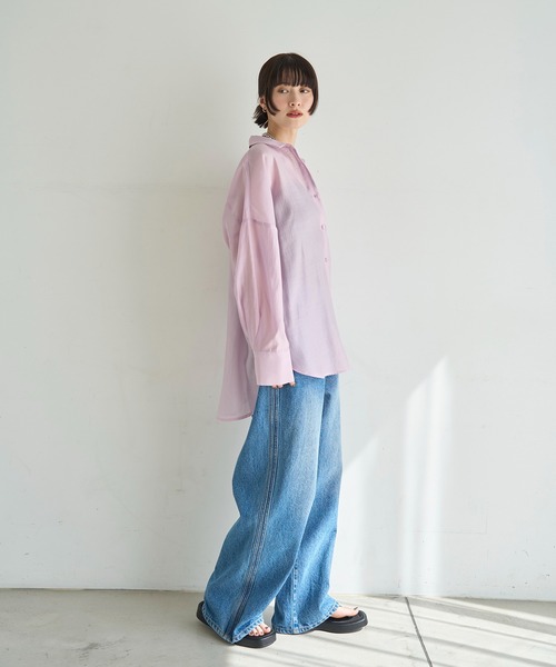 meilmada ワイドパンツ ジーンズ デニム デニムパンツ サイドライン