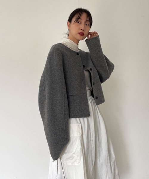 didot showroom ノーカラーウールジャケット Didot.showroom ノーカラージャケット FREE グレー レディース