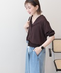 カーディガン 「抗菌防臭」5分袖シアーVネック...の詳細画像4