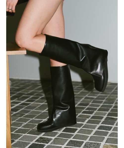 「un/neu」 ロングブーツ MEDIUM ブラック レディース_画像9
