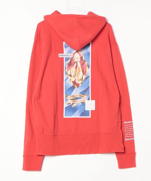 「MAKAVELIC」 プルオーバーパーカー MEDIUM レッド メンズ_画像2