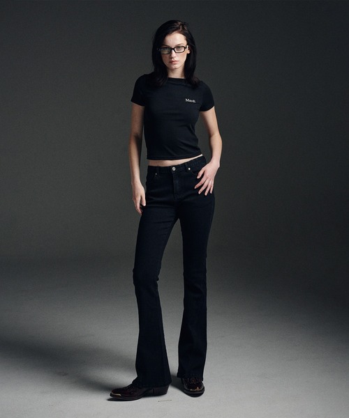 「Mardi Mercredi」 ブーツカットデニムパンツ 25inch ネイビー レディース_画像4
