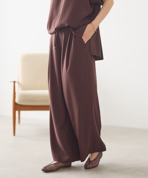 ワイドパンツ パンツ 「イージーケア・防シワ機能付き」サラサラリラクシーワイドパンツ「低身長サイズあり」/656777 レディースの画像