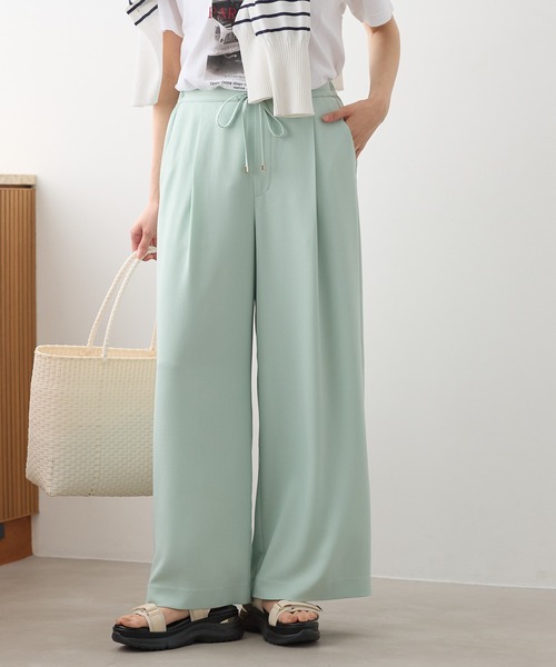 ワイドパンツ パンツ 「イージーケア・防シワ機能付き」サラサラリラクシーワイドパンツ「低身長サイズあり」/656777 レディースの画像