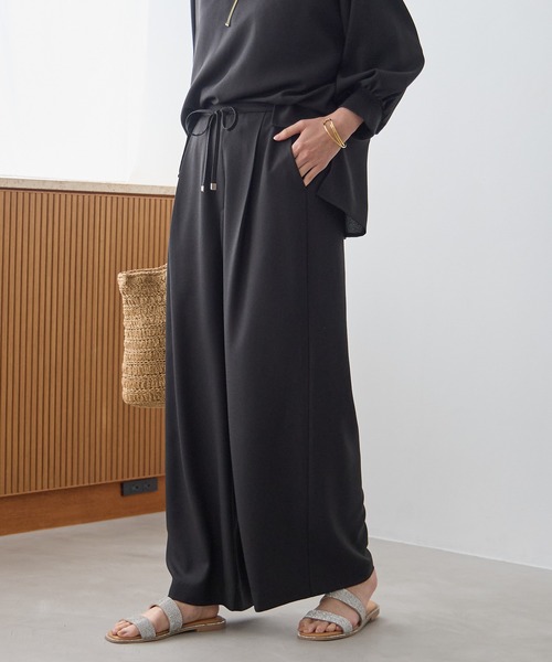 ワイドパンツ パンツ 「イージーケア・防シワ機能付き」サラサラリラクシーワイドパンツ「低身長サイズあり」/656777 レディースの画像