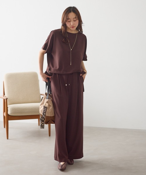 ワイドパンツ パンツ 「イージーケア・防シワ機能付き」サラサラリラクシーワイドパンツ「低身長サイズあり」/656777 レディースの画像