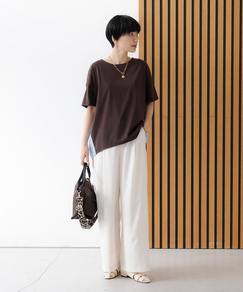 ワイドパンツ パンツ 「イージーケア・防シワ機能付き」サラサラリラクシーワイドパンツ「低身長サイズあり」/656777 レディースの画像