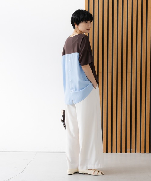ワイドパンツ パンツ 「イージーケア・防シワ機能付き」サラサラリラクシーワイドパンツ「低身長サイズあり」/656777 レディースの画像