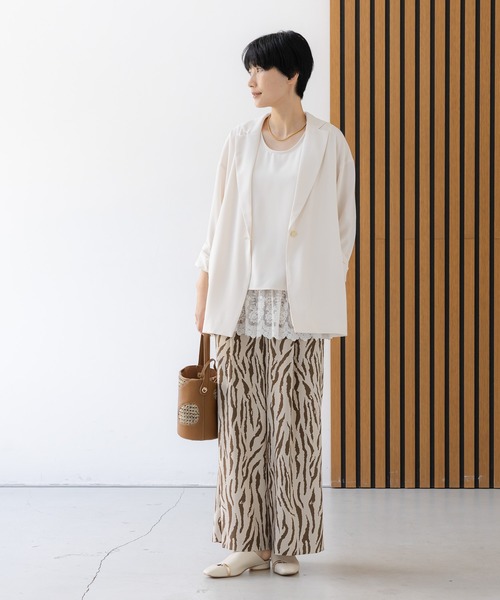 ワイドパンツ パンツ 「イージーケア・防シワ機能付き」サラサラリラクシーワイドパンツ「低身長サイズあり」/656777 レディースの画像
