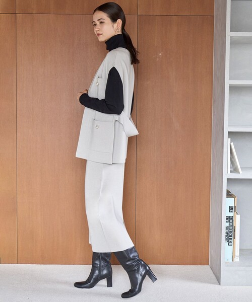 「UNFILO」 ニットベスト MEDIUM ベージュ レディース_画像9