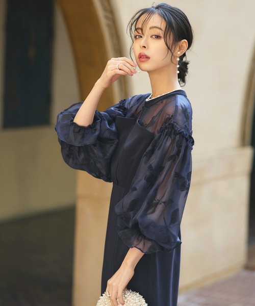 「RUIRUE BOUTIQUE」 長袖ワンピース S ネイビー レディースの画像