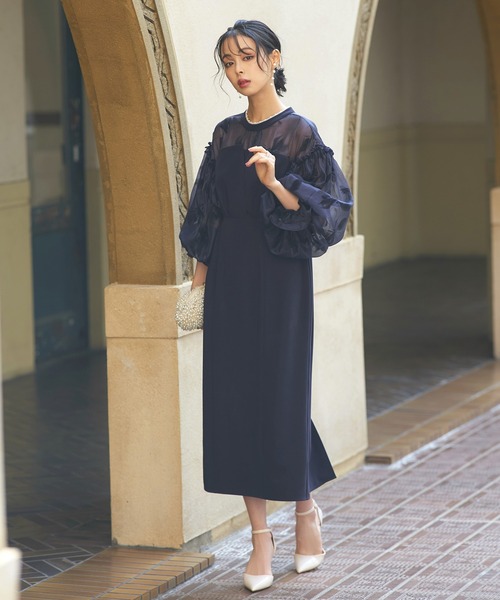 「RUIRUE BOUTIQUE」 長袖ワンピース S ネイビー レディースの画像