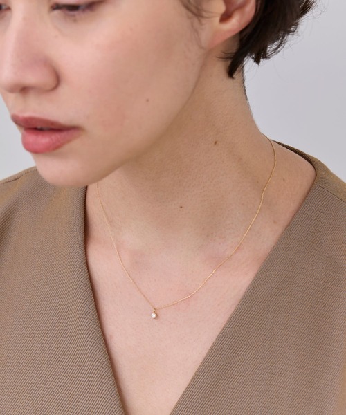 アレルギー対応 ネックレス 「K18」一粒ダイヤモンドネックレス「動画あり」/0.102ct 鑑定書付 レディースの画像