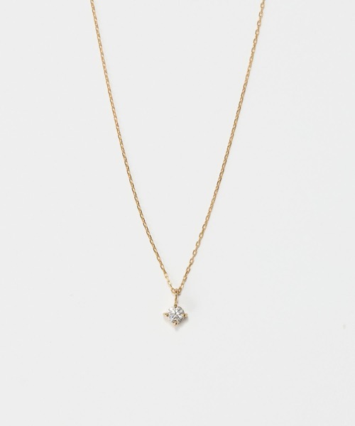 アレルギー対応 ネックレス 「K18」一粒ダイヤモンドネックレス「動画あり」/0.102ct 鑑定書付 レディースの画像