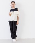 ワイドパンツ パンツ キッズ アシメレースアッ...の詳細画像1