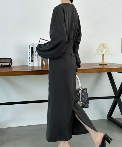 「ECLIN」 長袖ワンピース L ブラック レディース_画像8