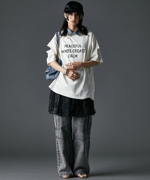 「GEVS.」 「SMILELAND」半袖Tシャツ 4L キナリ レディース_画像4