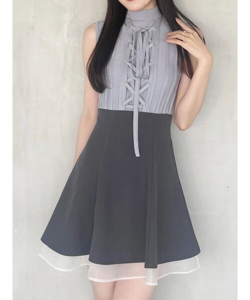 〔Nodress〕ミニワンピース GRAY STUDENT DRESS MERCURYDUO（マーキュリーデュオ） ワンピース ノースリニットレース