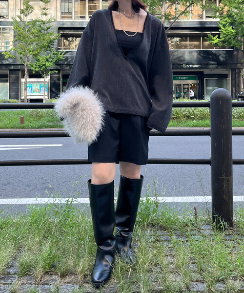 「DouDou」 長袖ブラウス FREE チャコールグレー レディース_画像3