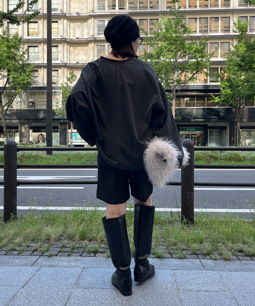 「DouDou」 長袖ブラウス FREE チャコールグレー レディース_画像6
