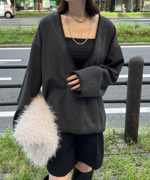 「DouDou」 長袖ブラウス FREE チャコールグレー レディース_画像8