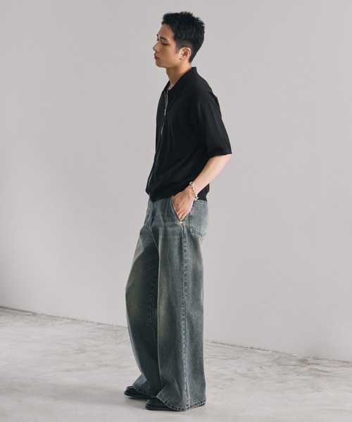LUENNA シャツ 半袖 「LUENNA」Half Sleeve Zip Knit Shirt / 半袖