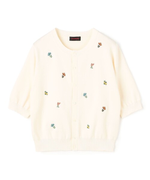 Caban ハーフ スリーブ カーディガン CABaN（キャバン） ニット セーター BOUQUET エンブロイダリーハーフ