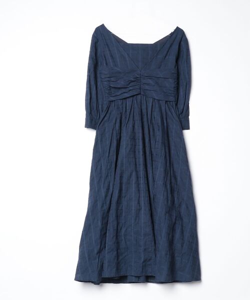 「EPOCA THE SHOP」 7分袖ワンピース 38 ネイビー レディース_画像2
