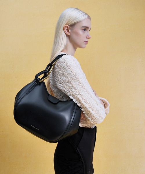 「CHARLES & KEITH」 トートバッグ M ブラック レディース_画像3