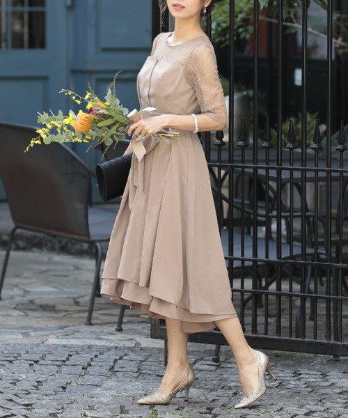 DRESS LAB ドレス 「結婚式/オケージョンドレス」タック入りフレア 