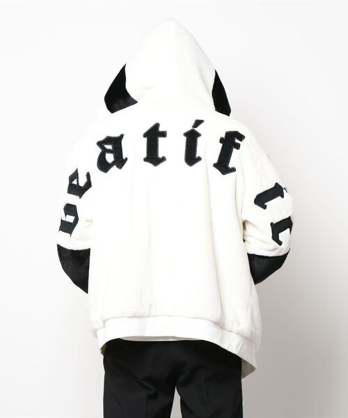 【極美品】　23AW PREIL バックロゴ　ファーブルゾン　ボアジャケット　2 LB/S ブルゾン アウター バックロゴフェイクファーフードブルゾン