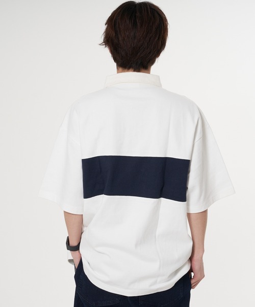 メンズ ポロシャツ 英字プリント ビッグシルエット J00278 Champion ポロシャツ 「CHAMPION/チャンピオン」フロッキー