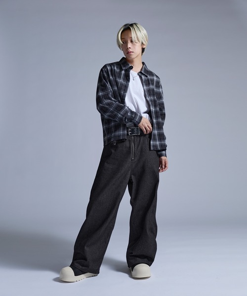 ジーンズ センタージップワイドバギーデニムパンツ メンズ レディース