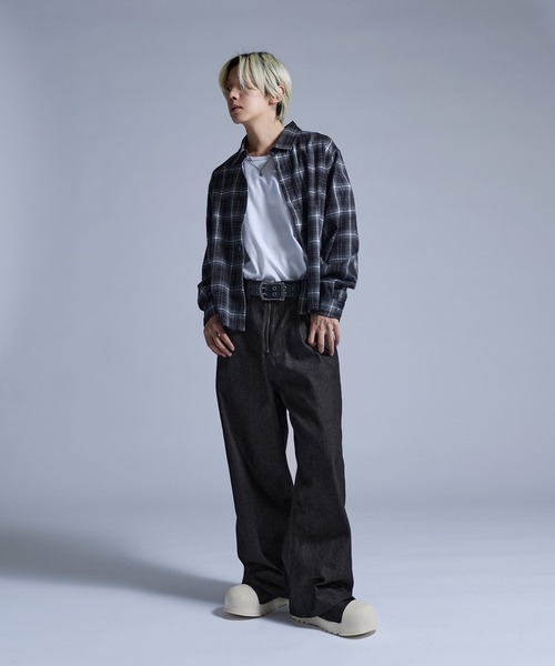  ワイドレッグデニムパンツ 28 ワイドパンツ ジーンズ センタージップワイドバギーデニムパンツ