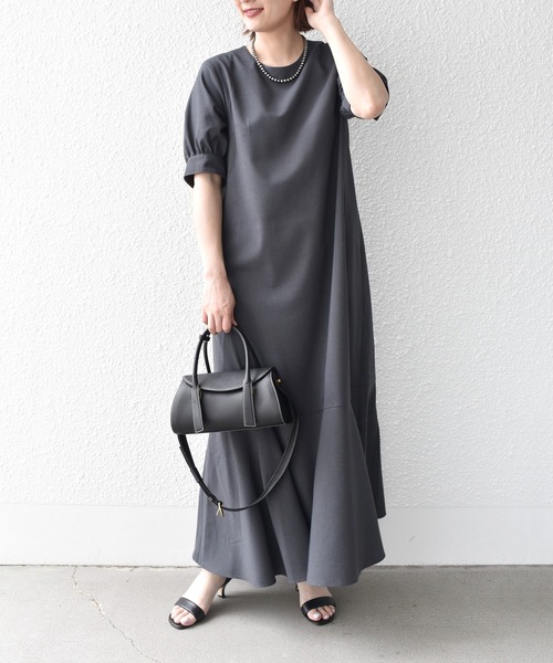 2023SS　シップス　ヘムフレアロングワンピース 花柄フレア 長袖ロングワンピース（ワンピース）｜Lace Ladies