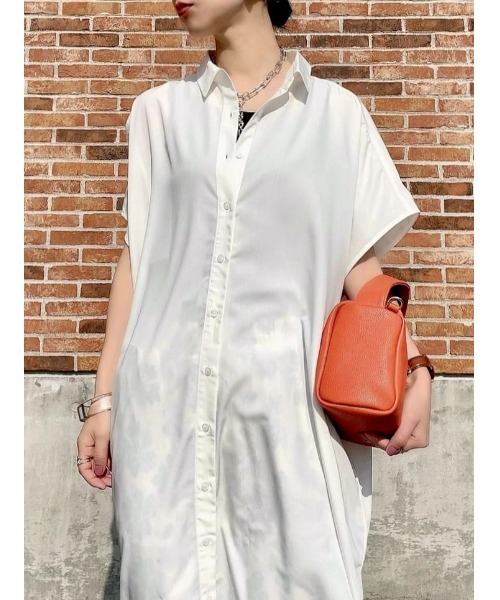 【未使用】SUGARROSE オレンジブラウン シャツワンピース 半袖 未使用】SUGARROSE オレンジブラウン シャツワンピース 半袖