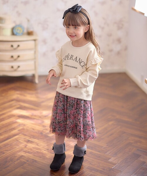 ANY（エニィ） トレーナー 袖フリル ロゴ トレーナー キッズ 子供服