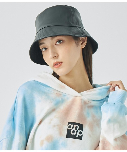 ANAP 帽子 ハット フェイクレザー×ツイルリバーシブルバケット